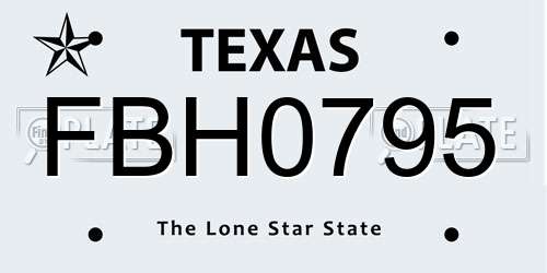 FBH0795 Texas License Plate