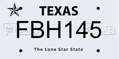 FBH145 Texas License Plate
