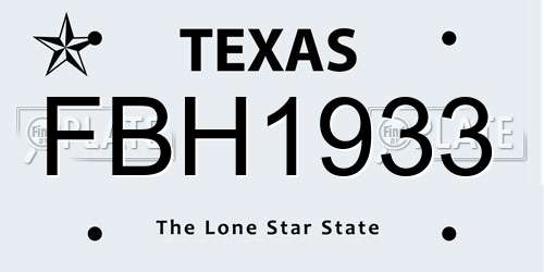 FBH1933 Texas License Plate