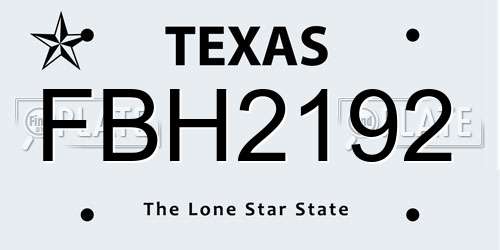 FBH2192 Texas License Plate