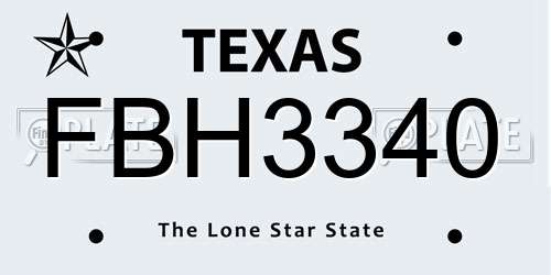 FBH3340 Texas License Plate