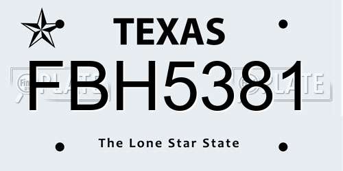 FBH5381 Texas License Plate