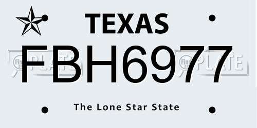FBH6977 Texas License Plate