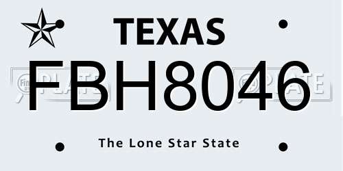 FBH8046 Texas License Plate