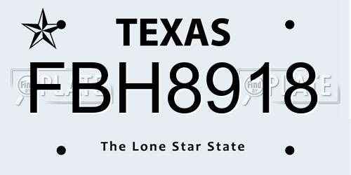 FBH8918 Texas License Plate
