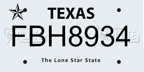 FBH8934 Texas License Plate