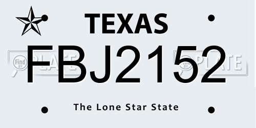 FBJ2152 Texas License Plate