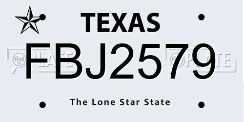 FBJ2579 Texas License Plate