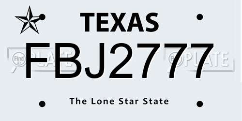 FBJ2777 Texas License Plate