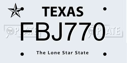 FBJ770 Texas License Plate