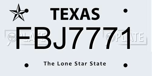 FBJ7771 Texas License Plate
