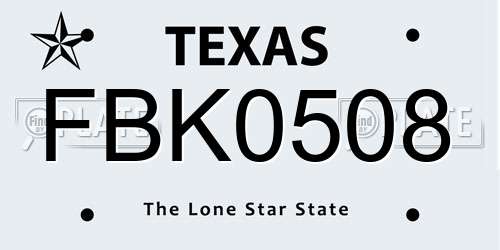 FBK0508 Texas License Plate