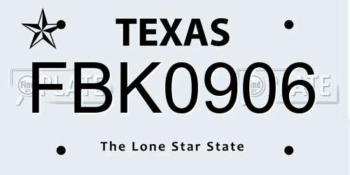 FBK0906 Texas License Plate