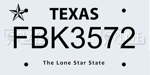 FBK3572 Texas License Plate