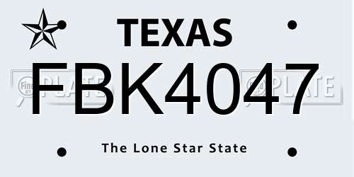 FBK4047 Texas License Plate