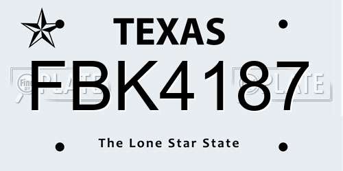 FBK4187 Texas License Plate