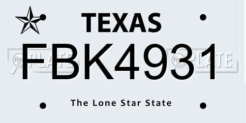 FBK4931 Texas License Plate