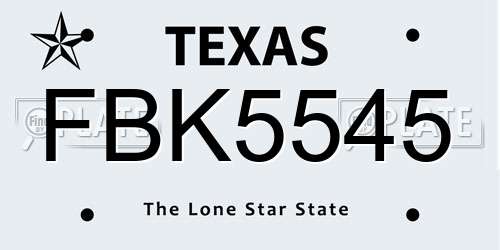 FBK5545 Texas License Plate