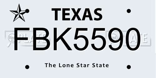 FBK5590 Texas License Plate