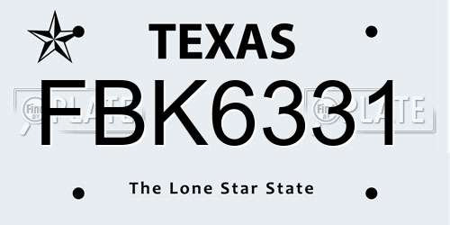 FBK6331 Texas License Plate