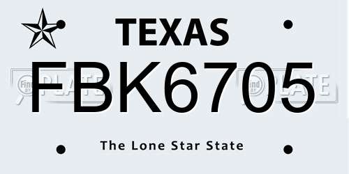 FBK6705 Texas License Plate
