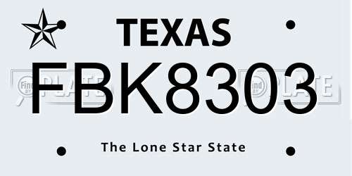 FBK8303 Texas License Plate