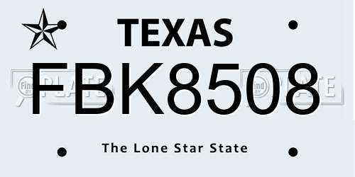 FBK8508 Texas License Plate