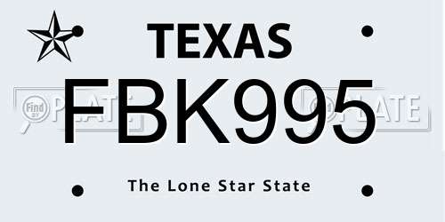 FBK995 Texas License Plate