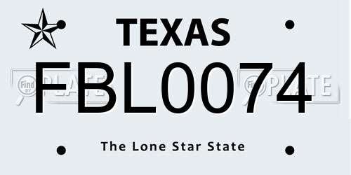 FBL0074 Texas License Plate
