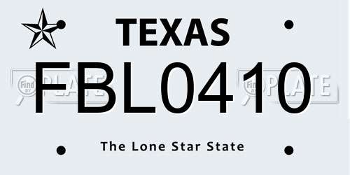 FBL0410 Texas License Plate