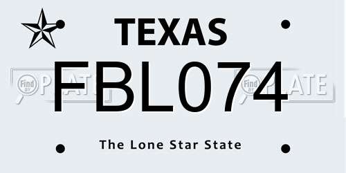 FBL074 Texas License Plate