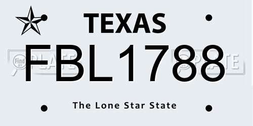 FBL1788 Texas License Plate