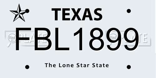 FBL1899 Texas License Plate