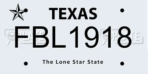 FBL1918 Texas License Plate