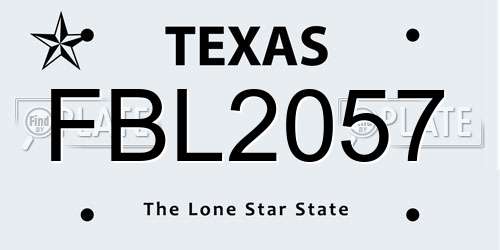 FBL2057 Texas License Plate