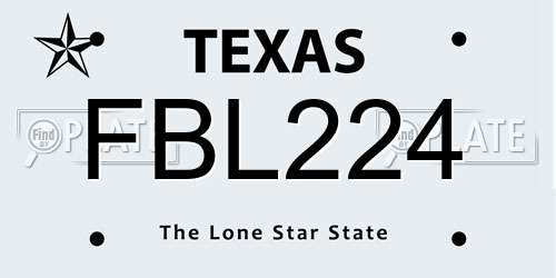 FBL224 Texas License Plate