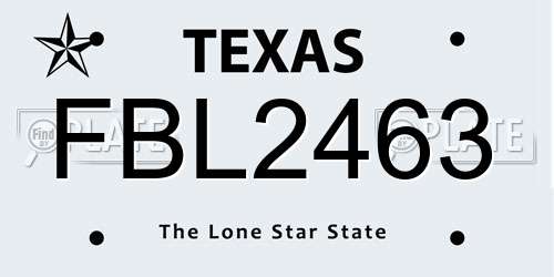 FBL2463 Texas License Plate