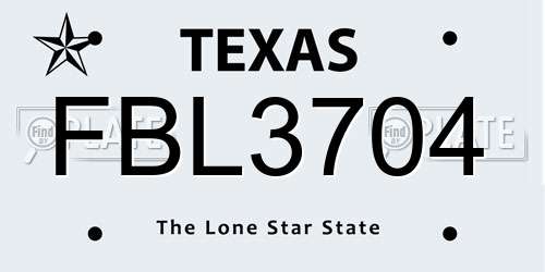 FBL3704 Texas License Plate