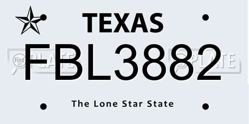 FBL3882 Texas License Plate