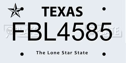 FBL4585 Texas License Plate