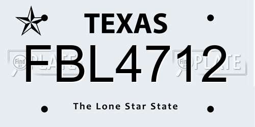 FBL4712 Texas License Plate