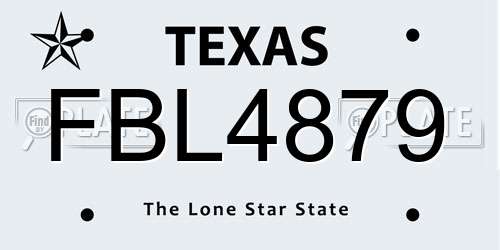 FBL4879 Texas License Plate
