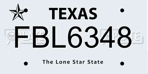 FBL6348 Texas License Plate