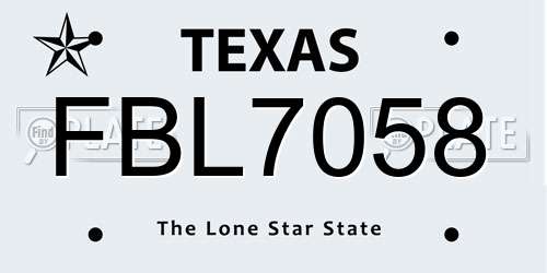 FBL7058 Texas License Plate