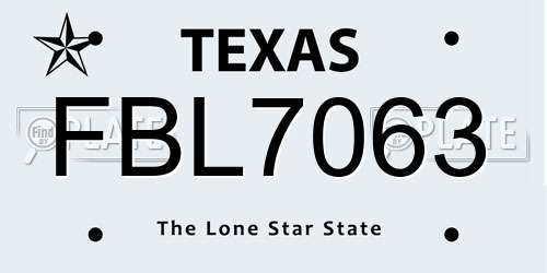 FBL7063 Texas License Plate