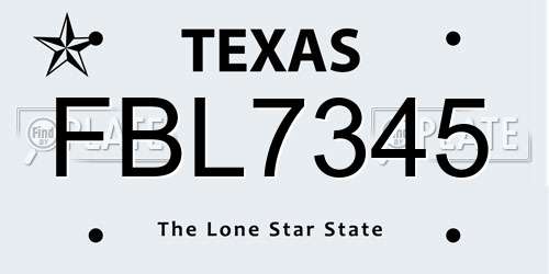 FBL7345 Texas License Plate