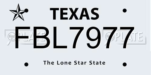 FBL7977 Texas License Plate