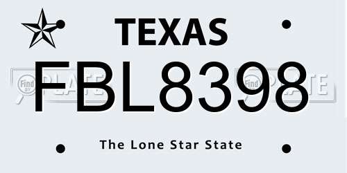 FBL8398 Texas License Plate