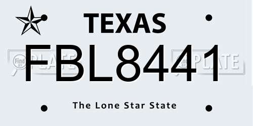 FBL8441 Texas License Plate