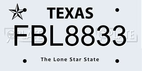 FBL8833 Texas License Plate